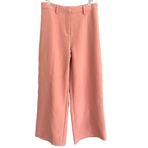 AVEC LES FILLES | Pastel Pink Wide Leg Ankle Length Trousers Work Pants | Size 6 - Picture 1 of 6